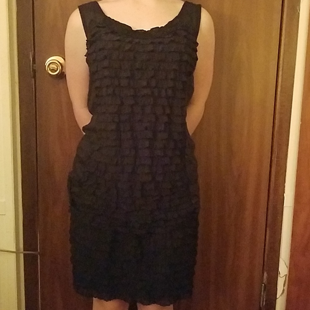 Black frilled, 2 piece dress